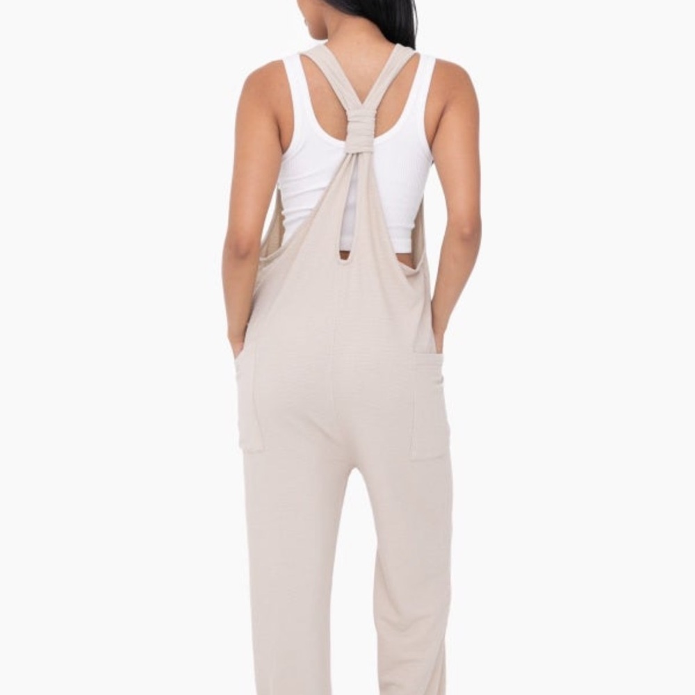 Mono B mineral washed lounge jumpsuit in Taupe